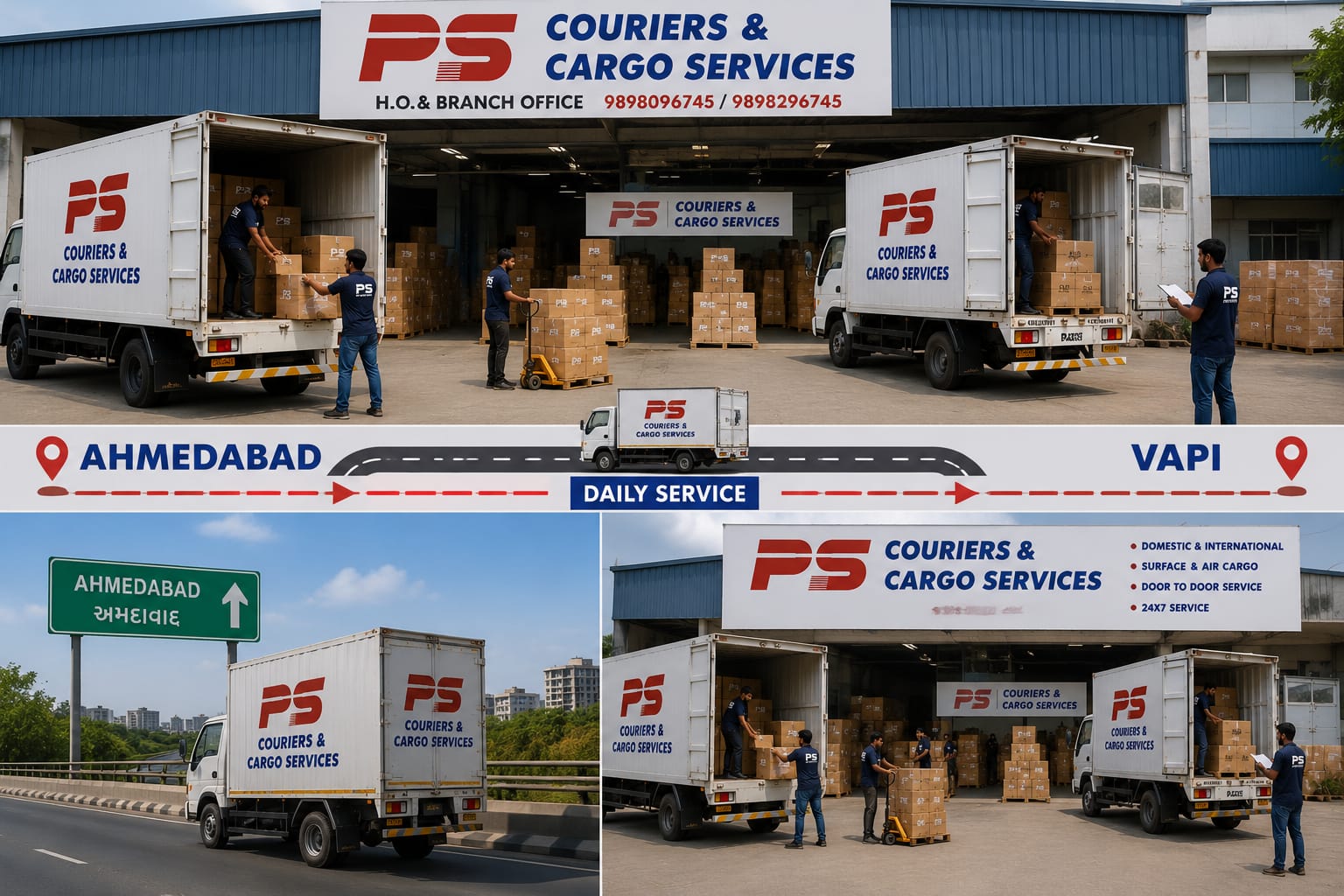 PS Couriers daily service between Ahmedabad and Vapi
