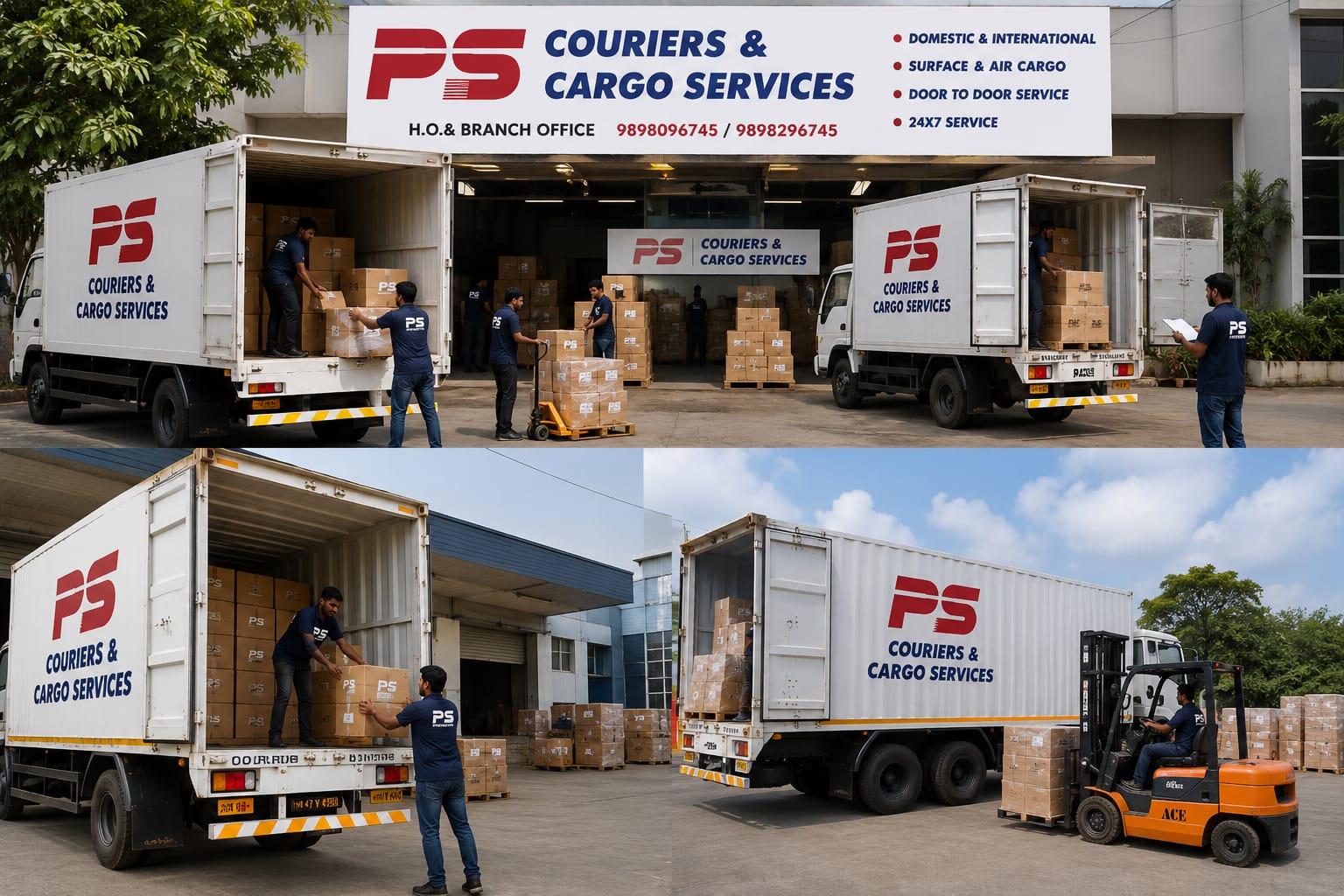 PS Couriers staff loading cargo at the branch godown